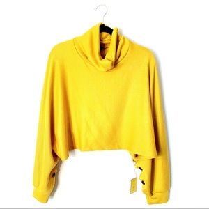 Yellow crop comfy sweater- Forever 21